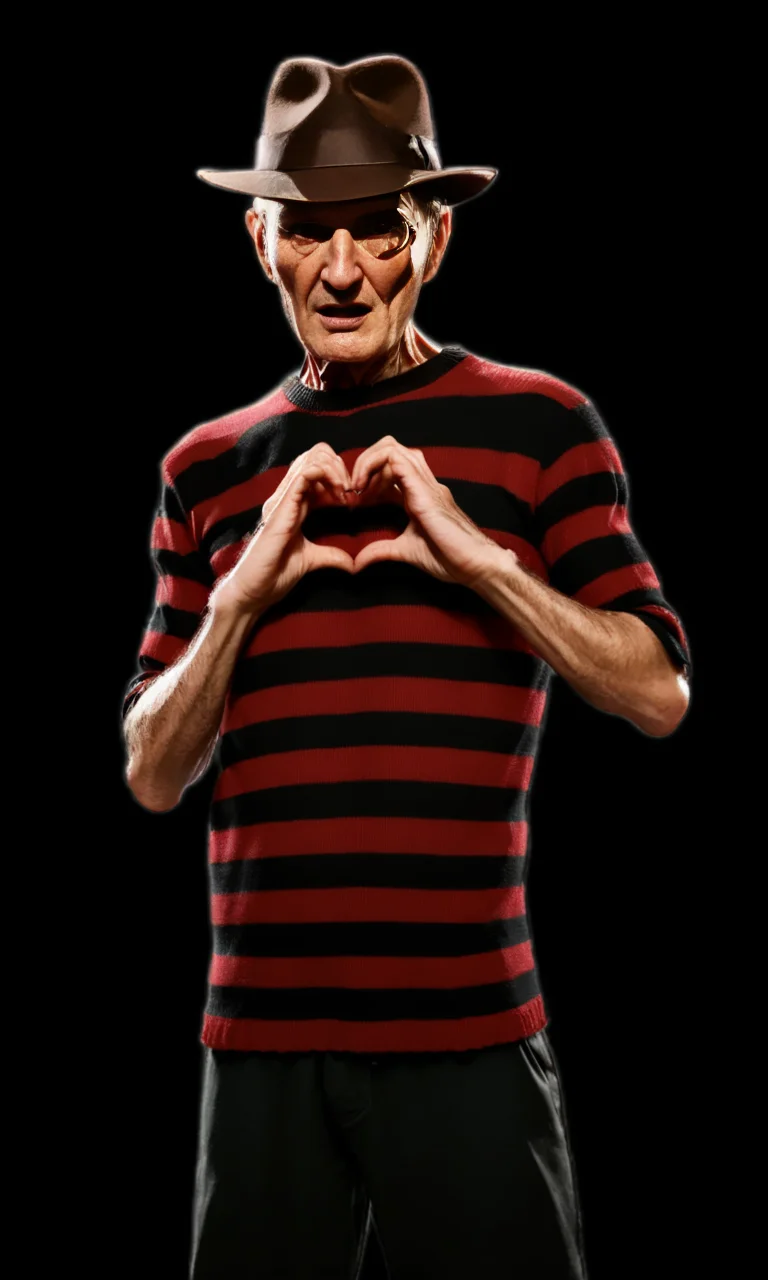 Freddy Kruger , fiheartcl, <lora:FingerHeart:1>