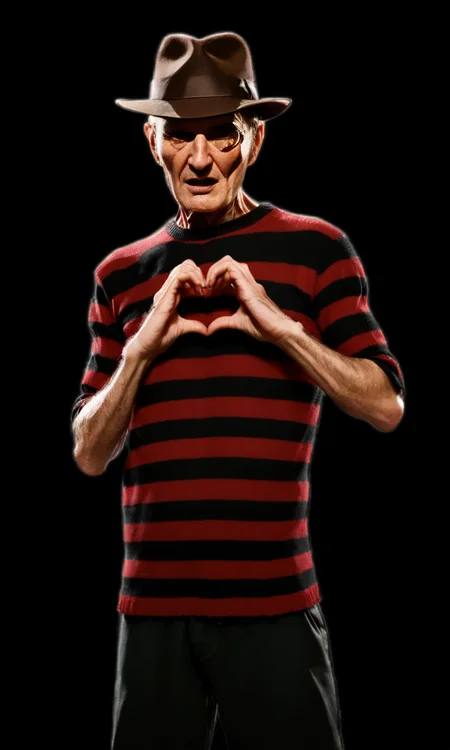 Freddy Kruger , fiheartcl, <lora:FingerHeart:1>