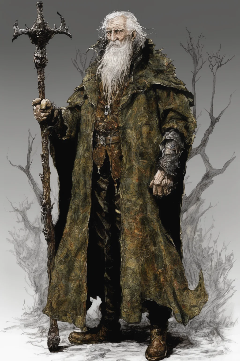 John Blanche Style - Gehrman, the First Hunter - Gehrman is a mysterious old man who serves as a mentor to the Hunter. He is the creator of the Hunter's Dream, a surreal world that serves as a safe haven for the Hunter between their battles with the game's many enemies, Bloodborne,