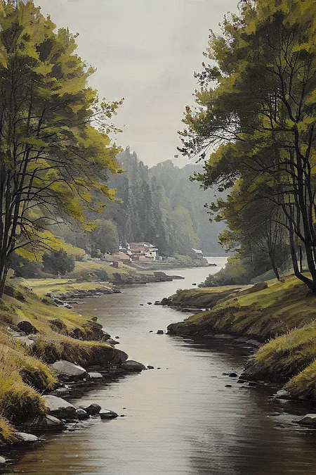 masterpiece, best_quality, very_aesthetic, absurdres,very_aesthetic,
,<lora:negXL:0.5>
scenery, new growth season, small boat at water's edge, pastel sky colors, fresh greenery
<lora:oilpainting_IL_MIX_V03:1.25> traditional media, oil painting \(medium\), paper texture, impressionism stroke