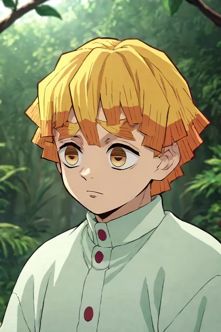 score_9, score_8_up, score_7_up, score_6_up, score_5_up, score_4_up, BREAK source_anime, anime screencap, , , , upper body, depth of field, 1boy, solo, male focus, <lora:zenitsu_agatsuma_pony:0.8>, zenitsu_agatsuma, blonde hair, yellow eyes, short hair, bangs, thick eyebrows, , , An enchanted forest where magical creatures and plants abound, , <lora:sdxl_lightning_8step_lora:1>
