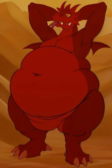 (Red Dragon, red belly, red belly scales, red, red scales, claws, talons, no humans, solo, teeth, claws, wings, detailed face, forked tongue, proper anatomy, big eyes, yellow eyes, snout), standing, posing, sexy, horny, solo, male, navel, big belly, detailed eyes, detailed face, detailed head, beautiful body, stomach, detailed belly, round belly, (detailed background, half body shadow, sunlight, ambient light on the body), (intricate:0.7), (high detail:1.3), (unreal engine:1.3), (sharp focus:1.15), [explicit content, questionable content], (masterpiece, best quality, 4k, 2k, shaded, absurd res), ((((love handles)))), large, obese, updn, OverallDetail, (dakimakura), (deep navel, detailed navel), legoavatar, bloated, gassy gut, gas filled belly, farting, belly close up, Clean Lineart