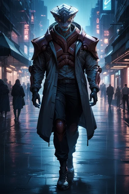 score_9, score_8_up, score_7_up,
<lora:MEJavik:0.8>
MEJavik, 1boy, alien, extra eyes, looking at viewer, standing in the rain on a neon-lit city street at night, full body