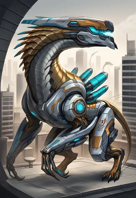 Biomechanical Beast. , long ears, claws,, science fiction, building, architecture, intricate blend of organic and mechanical elements, tank head, mysterious landscapes