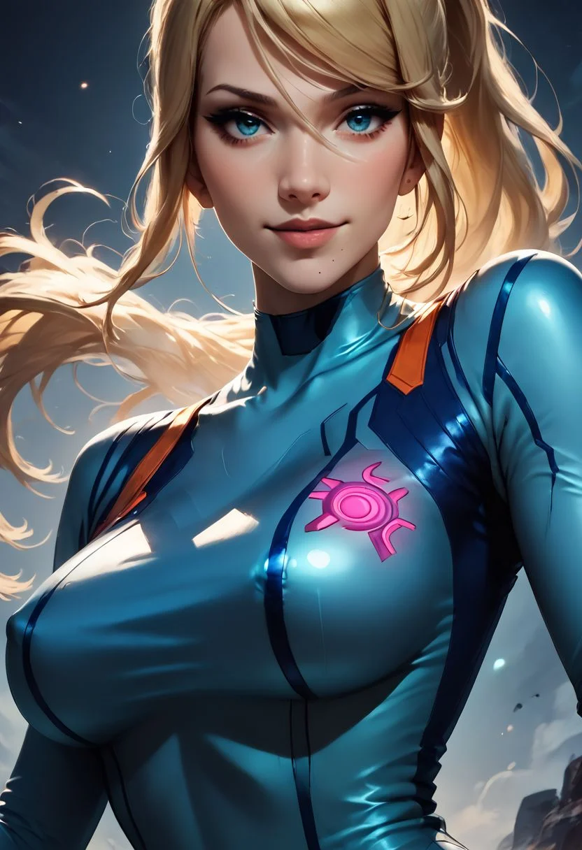 score_9, score_8_up, score_7_up, pinup girl pose, Expressiveh, volumetric lighting, mood lighting, cinematic lighting, dark cinematography, semi realistic, view from front, full-body, zero suit samus from metroid, blonde hair, very long hair, hair down, fully-clothed, huge tits, saggy tits, looking at the viewer, smiling, posing suggestively, rocky planet, purple sky
BREAK dramatic angle, unique perspective, unique angle