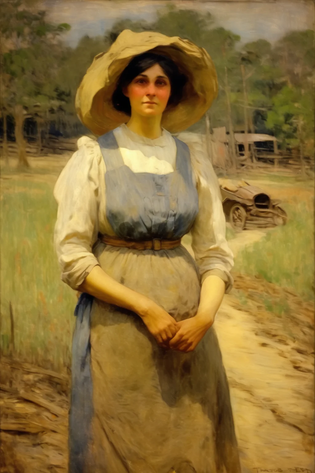 <lora:Theodore Robinson Style:1>Theodore Robinson Style - 1915 woman arkansas
