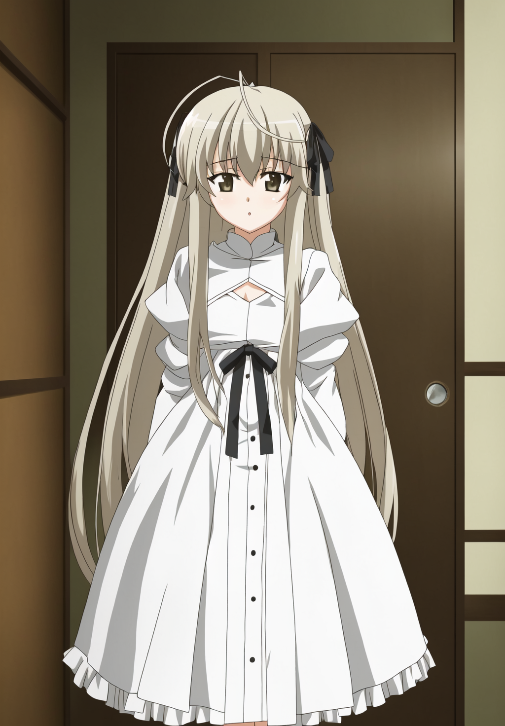 <lora:Sora_Kasugano:0.8>, Sora_Kasugano, 1girl, solo, dress, ribbon,