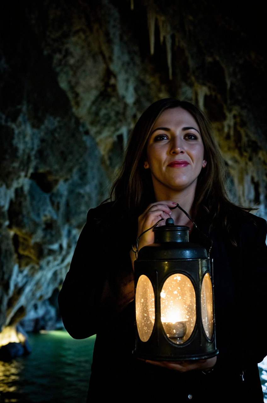 Surrealism, cinematic still <lora:Lilian Marijnissen:1.6> Lilian Marijnissen, A person holding a lantern that releases miniature galaxies, illuminating a cave where walls drip with molten starlight. Their expression is one of gentle awe. Captured with a macro lens, sharp focus on the lantern and face, with the galaxies softly glowing. . emotional, harmonious, vignette, highly detailed, high budget, bokeh, cinemascope, moody, epic, gorgeous, film grain, grainy, expressive, dramatic, organic lines and forms, dreamlike and mysterious, Surrealism