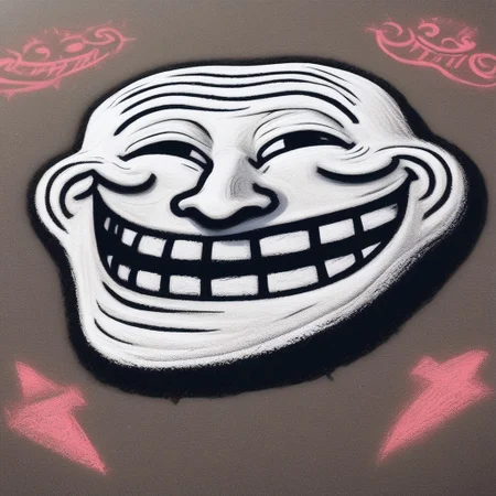 ch4lkdr4wing, colored chalk, trollface, teeth, grin, smile