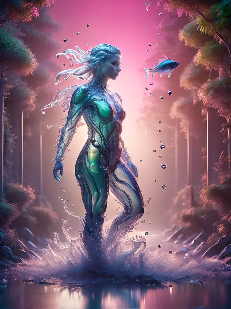 watce, beautiful (woman:1.2) diver wearing colorful dive suit, exploring utopian under water organic garden, bioluminescent, tropical fish, sea plants, vibrant colors, neon lighting, scifi utopia enviroment <lora:watce-sdxl:1>