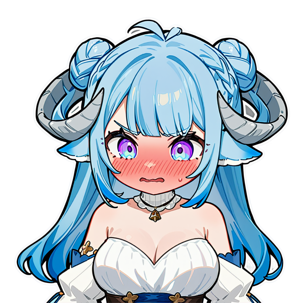(MinaiAruma:1), 1girl, full-face blush, embarrassed, annoyed, 
(cute:1), (chibi:1), sticker, upper body, masterpiece, newest, absurdres, <lora:MinaiArumaXL_animagine:1>, <lora:StickersRedmond:1>,