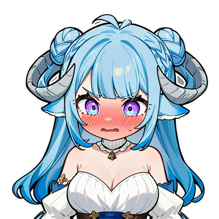(MinaiAruma:1), 1girl, full-face blush, embarrassed, annoyed,
(cute:1), (chibi:1), sticker, upper body, masterpiece, newest, absurdres, <lora:MinaiArumaXL_animagine:1>, <lora:StickersRedmond:1>,