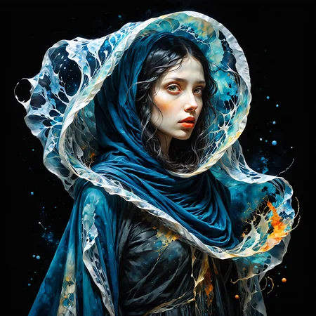 lady of the winter, sexy and mysterious silhouette, billowing transparent veil, watercolor painting by Zdzislaw Beksinski and George Buckett, inspired by Egon Schiele and Gustav Klimt, Carne Griffiths and Agnes Cecile, fantasy concept art, artistic photorealism, smooth, Steve McCurry style, great masterwork by head of prompt engineering, amazing depth <lora:wuzzolismus:0.95>