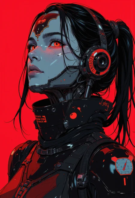 <lora:ck-nc-luminal-genesis:1>, close-up shot of a dressed in futuristic hard surfaced dark sci-fi, slightly oval cross section look, battle scratched armor, a santa suit, mysterious white skin mexican wabi-sabi female santa clause mercenary battle droid humanoid woman with a lot of mechanical parts looking at the viewer, 1800'S, - Bosmer hybrid, Scribe, equirectangular 360, Flirty expression, Romantic, whimsical, Fast Shutter Speed, Lomography Color 100, red and black palette, highly detailed Mayhem style , background bizarre techno ghetto transmission, style minimalist, conceptual art posing Japanese, conceptual, illustration, cinematic, photo epic action, cinematic, award winning artwork, many details, patterned illumination, bad VHS tape image artifacts, anime style, key visual, vibrant, studio anime, neon red palette,
<lora:Anime v1.3:0.2>
<lora:CPA:0.4>