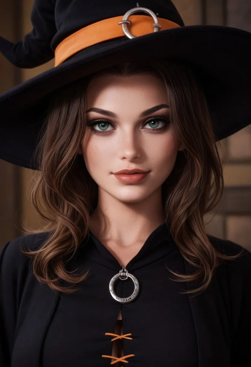 ((1girl, solo))
Afantasy painting, sorcery, witchcraft, A beautiful kind witch, enjoying Halloween night as a happy celebration.
(((witch hat, portrait, close up)))
(((full clothed)))
<lora:DandonFuga_Style_v.2_-_Pony:0.8>
 (8k uhd:1,4)
 <lora:add-detail-xl:1>
 <lora:Dynamic Poses:1>