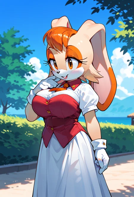 score_9, score_8_up, score_7_up, score_6_up, score_5_up, score_4_up, masterpiece, best quality, BREAK,
1girl, outdoors,  <lora:vanilla_the_rabbit:1> vanillarabbit, furry female, animal ears, rabbit ears, large breasts, white gloves, body fur, dress