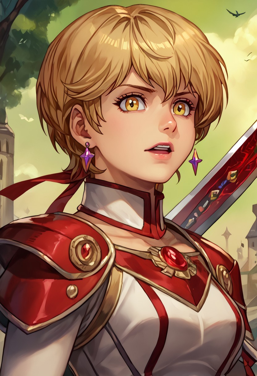 score_9, score_8_up, score_7_up, source_anime,
, (best quality) , (highly detailed) ,masterpiece ,absurdres ,detailed face ,beautiful face ,
<lora:pony_xl_Hildegard:0.8>,Hildegard,score_9,score_8_up,1girl,female,kawaii,solo,short hair,earrings blond hair
 odogaron beta armor,red mask,red gauntlets,red thighboots,1girl,weapon,long hair,solo,holding,yellow eyes,open mouth,sword,holding weapon,ponytail,looking at viewer
best quality, masterpiece, very aesthetic, ,,(portrait, upper body),
OverallDetail