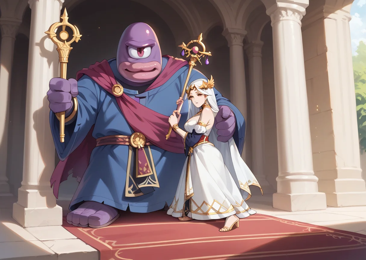 score_9, score_8_up, score_7_up, best quality, masterpiece, source_anime, zPDXL3, BREAK <lora:Eggplant_Wizard_PonyXL:1>one-eyed, eggplant wizard, monster