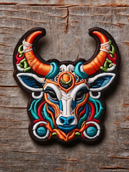 HarroweD horns <lora:ral-embroideredpatch:1> ral-embroideredpatch