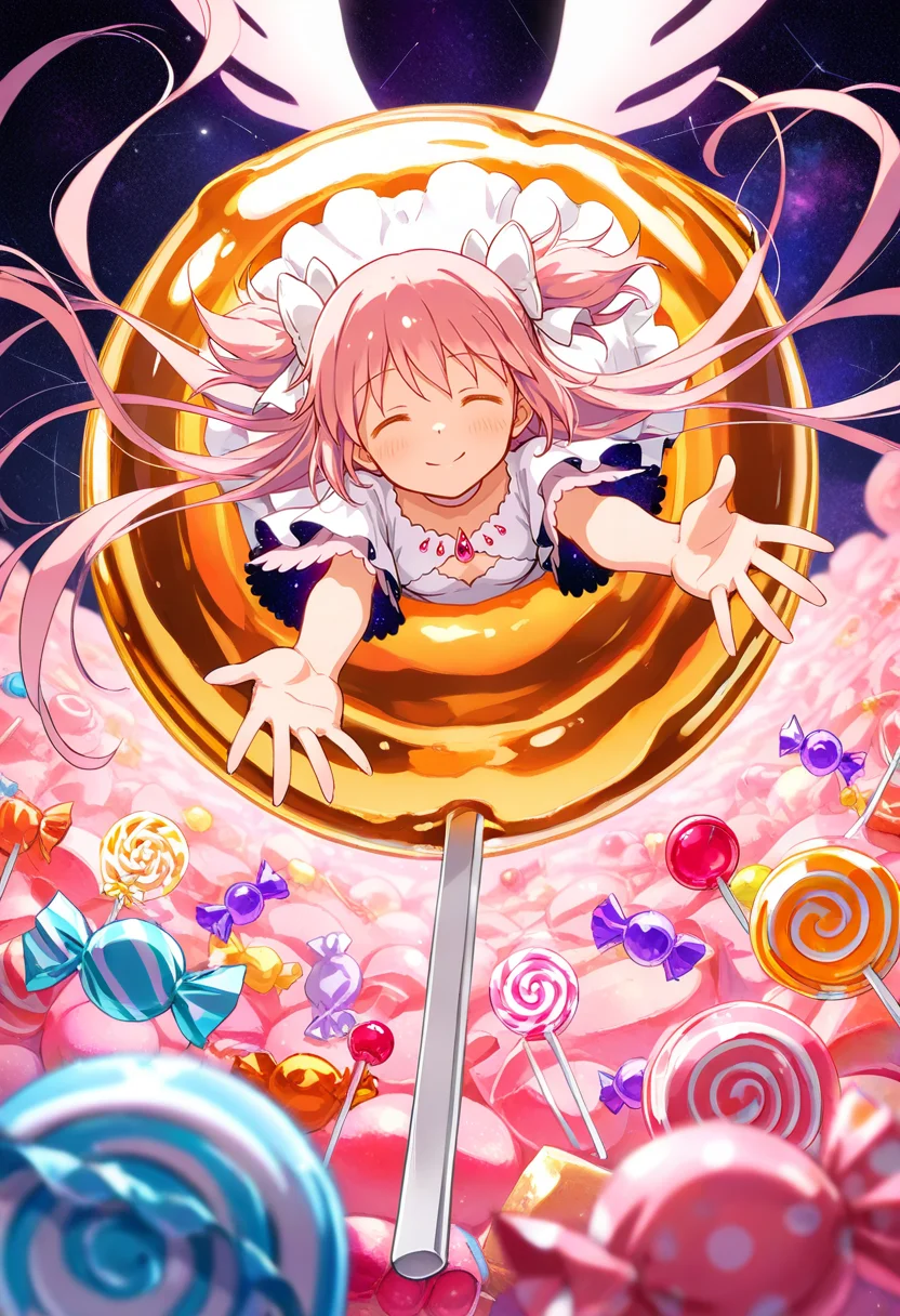 (masterpiece, best quality, high quality, good quality),1girl,ultimate madoka,midair,facing viewer,outstretched arms,outstretched hand,smile,white dress,
((candy,lots of candy,candy flow,lollipop, sweets, candy cane,)),
<lora:Christmas_Candy:0.5>,CHRC4ND7,<lora:breasts_size_slider_illustrious_goofy:0.5>,<lora:cutesexyrobutts_style_illustrious_goofy:0.5>,<lora:ponyv4_noob1_2_adamW:0.5>,