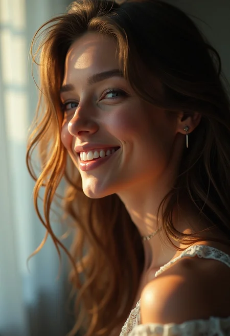 hyperrealistic digital painting by Jeremiah Ketner and Charlie Bowater and Stanley Artgerm and Thomas Saliot and J. Scott Campbell, shallow depth of field, bokeh, incredibly detailed, real, smirk, side view, photoshoot