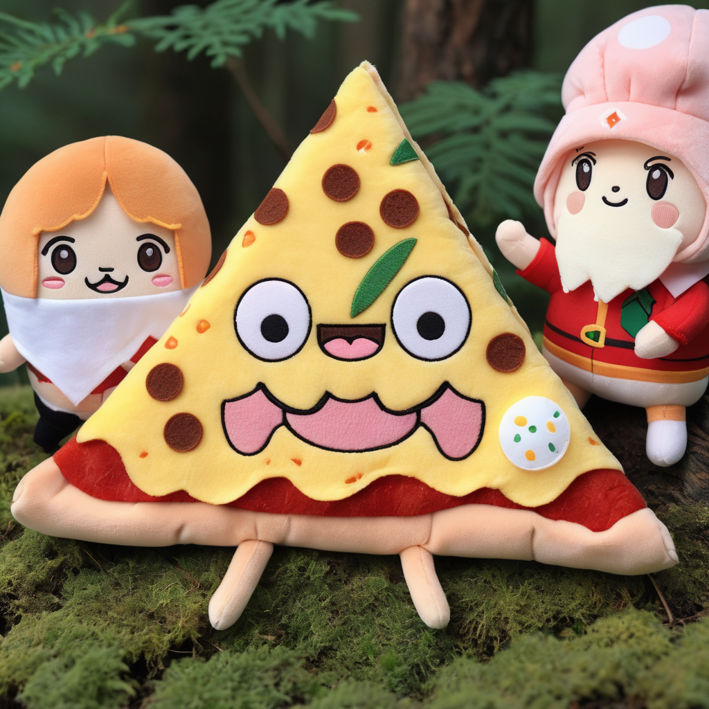a pizza slice,
ham, egg,fromage,
forest background,
 <lora:woafu_plushify_sdxl_v02:0.8> plushify, character stuffed toy, chibi