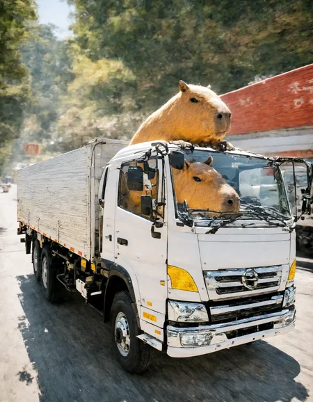 <lora:capybara:1> capybara,animal,no humans,driving,holding_steering wheel,
<lora:Japanese_truck-000005:1>Japanese truck,
<lora:NoobV065sHyperDmd:1> masterpiece, best quality, very aesthetic, absurdres, newest, safe