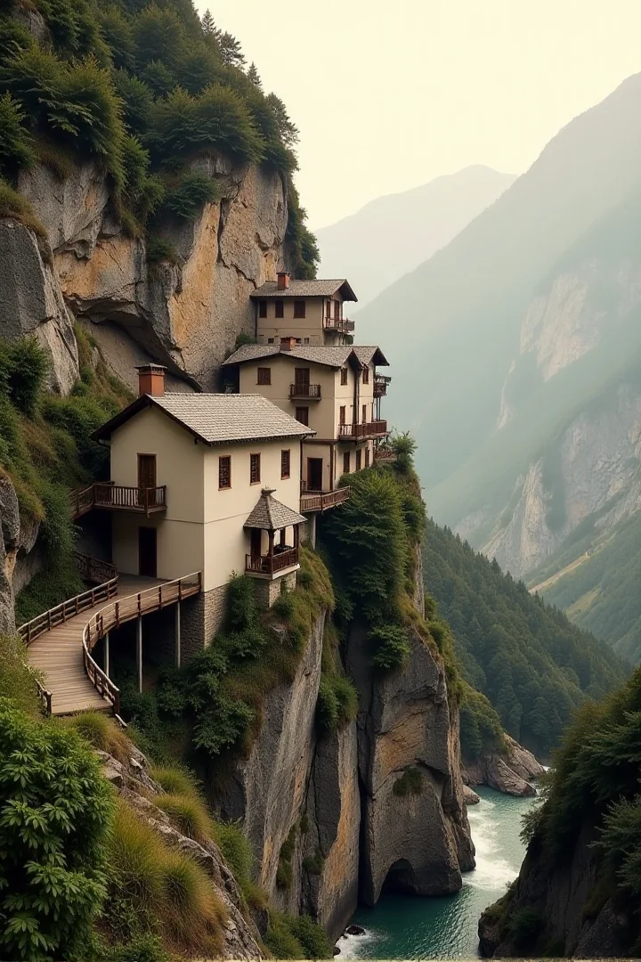 (((a village built into the side of a mountain, with wooden bridges connecting various parts of the town.))), Soft Beige, Cozy Comfort: warm lighting, beige tones, soft focus, cozy ambiance, comforting elements, gentle textures, tranquil look, cozy atmosphere, comforting aesthetics, capturing emotions, serene scenes, artistic feel, storytelling through textures, professional technique, gentle light manipulation, cozy concept, comforting styling, tranquil environment, surreal aesthetics, captivating narratives, intricate details, cozy landscape, editorial storytelling, warm glows, evoking comfort, pushing creative vision <lora:add-detail-xl:2> <lora:Cosine_freck:1>âââ