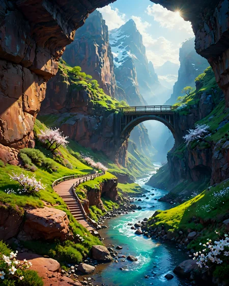 (fantasy landscape:1.2),(surreal landscape:1),
Colorado plateau slot canyons,  
Diamond dust snowfall in polar twilight,  
Stratus blanketing coastal cliffs,  
Midnight sun polar circle effects, 
Spring cherry blossom bloom,
,  
,
Bridges made of solidified music,
Mist showing past/future visions,
Anato Finnstark: (dark fantasy atmosphere), (misty backgrounds), (saturated dark blues and greens), (intricate textures) :cite[2],
fast autofocus, f/1.4, shutter speed 1/2 sec, iso25600, white balance cloudy, exposure compensation    "+3.0 ev", shutter priority shooting mode, symmetry and balance, focus mode continuous, partial metering,
(masterpiece:1.4), (intricate details:1.4), (hyperrealistic:1.3),(painting:0.9),(ultra detailed:1.4), (8k resolution:1.3), (sharp focus), (dramatic perspective:1.1), (chromatic aberration:0.3), (film grain:0.2), 
 <lora:cheeseDaddys_35:0.3>,
<lora:JuggerCineXL2:0.3>,
 <lora:add-detail-xl:1.15>,
 <lora:WildcardX-XL-Detail-Enhancer:0.4>,
 <lora:sdxl_lightning_8step_lora:0.3>,
<lora:EnvyDramaticLightingXL02_photo:0.4>,
 <lora:xl_more_art-full_v1:0.7>,
 <lora:ClassipeintXL2.1:0.3>,
 <lora:Flux-XL_Scenery:0.5> flux-scenery,