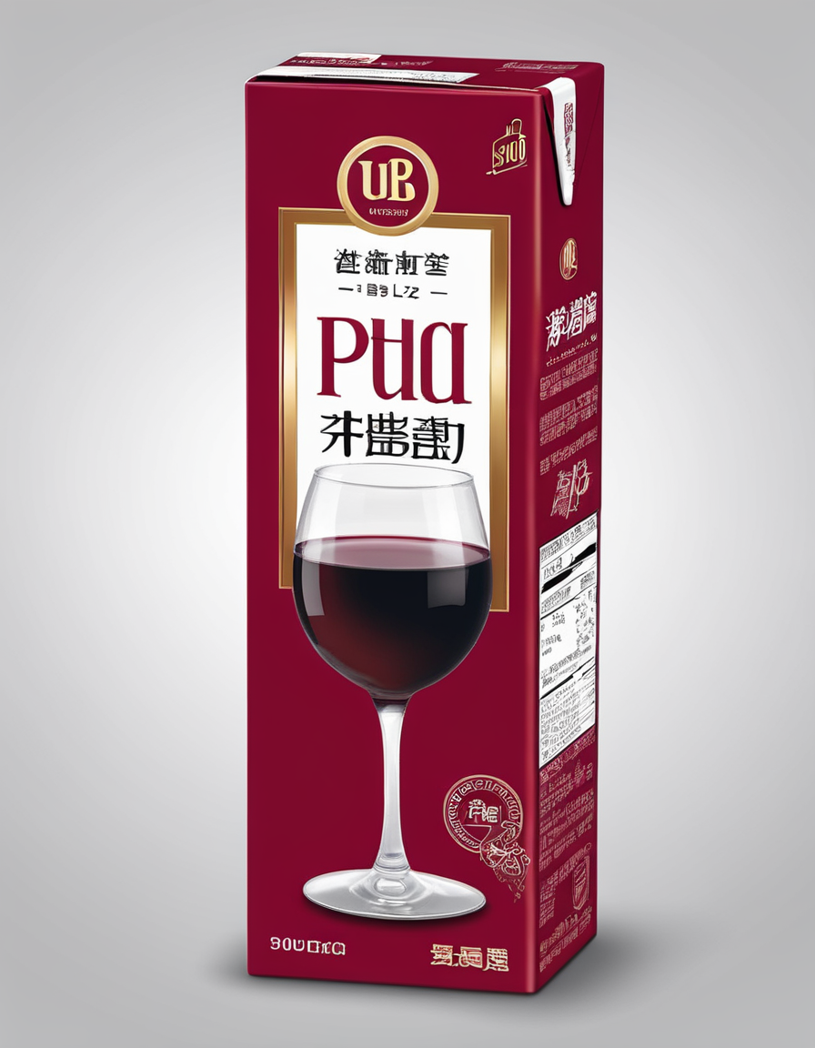 ((straw)),solo,A realistic depiction of a packaged red wine drink, designed for convenience and portability. The packaging should be sleek and modern, featuring English text that clearly indicates it's red wine. A straw should be attached to the package, suggesting it's ready-to-drink. The setting could be a classy bar or a dining table, to give context to the product's intended use. The lighting should highlight the package, making it the focal point of the image. The overall atmosphere should evoke a sense of sophistication and modernity,<lora:boxdrinks2:0.55>,packdrinks,text