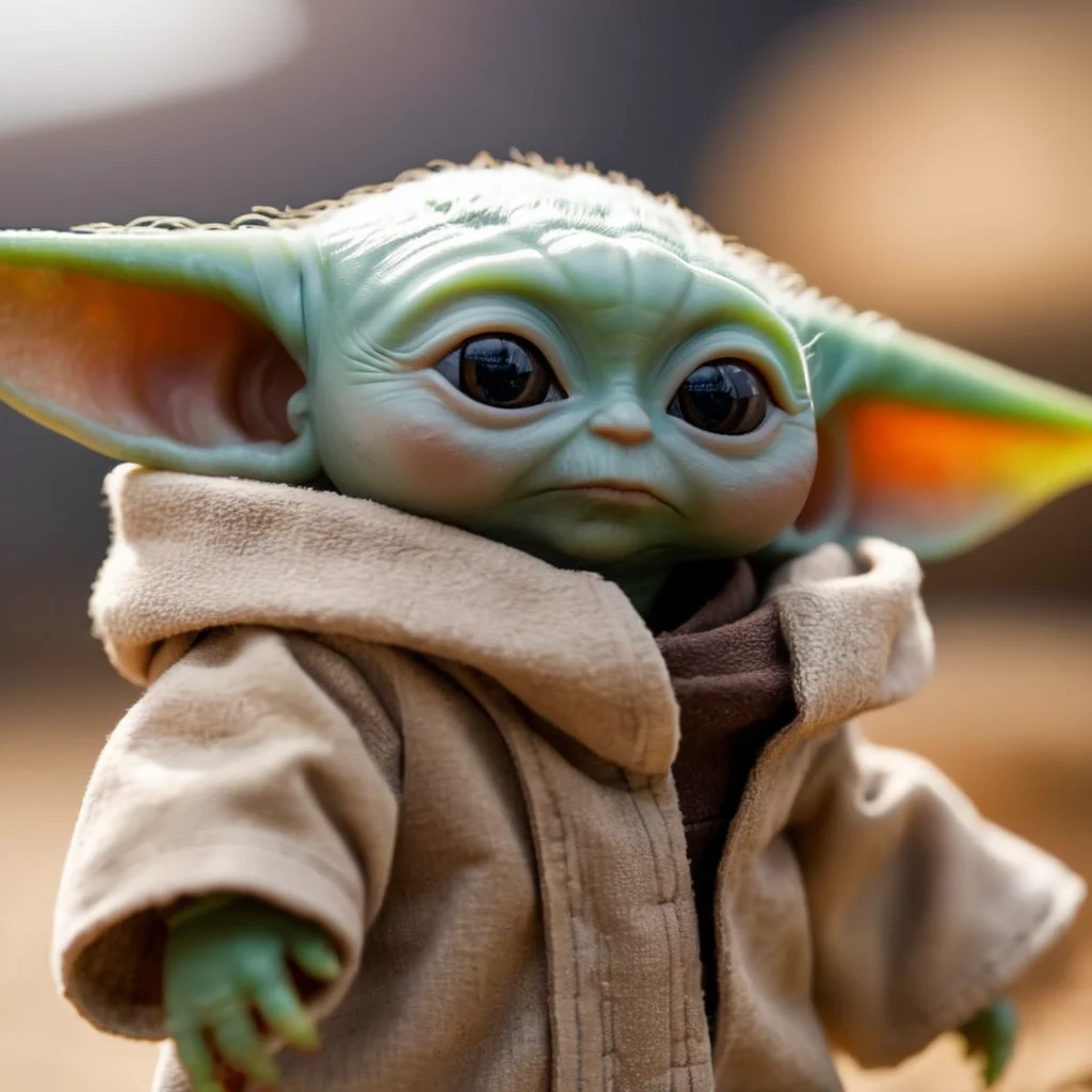 cinematic film still of  <lora:Grogu:1>
Grogu a baby yoda doll is posed for a picture in star wars universe, shallow depth of field, vignette, highly detailed, high budget, bokeh, cinemascope, moody, epic, gorgeous, film grain, grainy