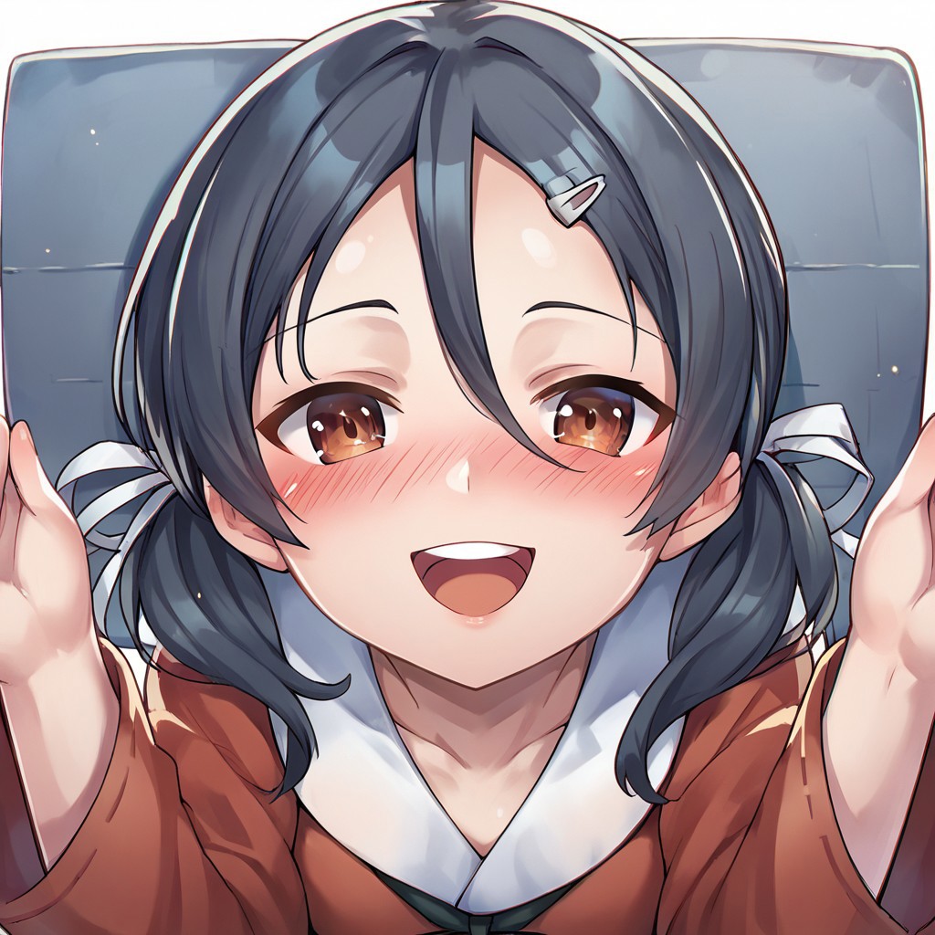score_9, score_8_up, score_7_up, source_anime, inagi (kancolle), POV, looking at viewer, blush, smile, open mouth, upper teeth only