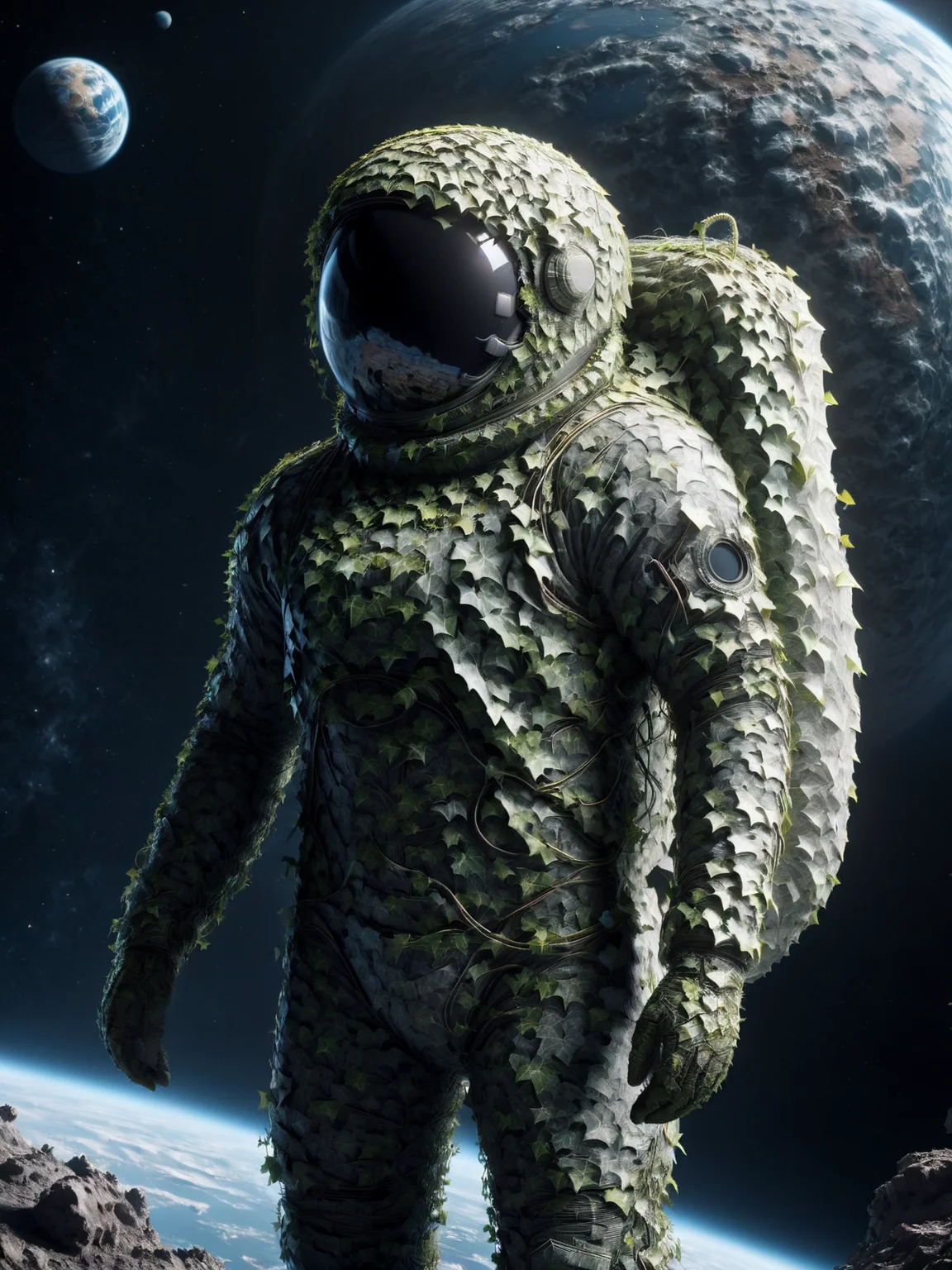 (mad-efeu astronaut:1.4) in space, earth in background <lora:Ivy_SDXL:1.5>, (masterpiece:1.2), best quality, (hyperdetailed, highest detailed:1.2), high resolution textures