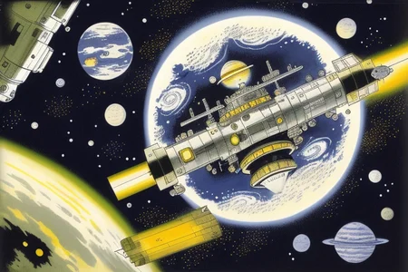 a children's book illustration of a space station by youwillgotothemoon3
trending on artstation,award winning,highly detailed,intricate,masterpiece,best quality,