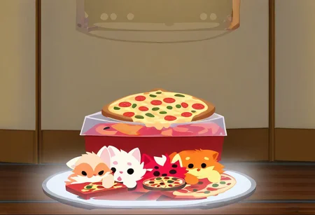 Super Animal Royale, detailxl, score_9, score_8_up, score_7_up, score_6_up, score_5_up,, detailed eyes, detailed face, detailed hands, top down full body view, ((cute adorable and fluffy cat sleeping ontop of a pizza what rests ontop of a pizza box)), futuristic robot cat, fluffy wild kitty cat, NightScapes, pizza, neko, cat, feline, cheese strings, juicy, perfectly baked pizza, juicy pepperony pizza, cozy atmosphere, creative light overlay, 4k, masterpiece, (masterpiece), best quality, (4K), (cinematic lighting), highly detailed, 8K, UHD, ultra detailed, immersive picture, vivid colors, volumetric light, cinematic light, extremely detailed CG, clutter, thrash, cluttered shed, boxes labeled 'stuff', tangled cables, tools, batteries, charger, 18650 randomness, various objects, wall painting, low key, spot lighting, BREAK glass jars, liquid, glass, glass bottle, red liquid, backlit, sleeping neko cat,