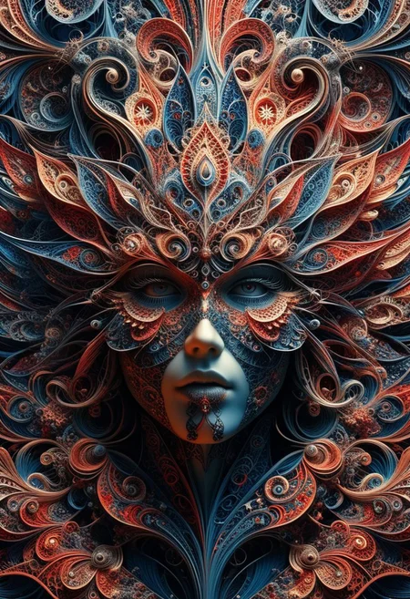 photo of a paisley pattern, boteh, paisley, navy blue, madder red, almond, entwined paislies, official art, aesthetic, dynamic angle, hyper detailed, order and chaos, dark colors, (extremely detailed, intricate details, masterpiece, best quality, 8k wallpaper:1.4), dramatic lighting, (dark blue and madder red palette:1.2), twisting paisley