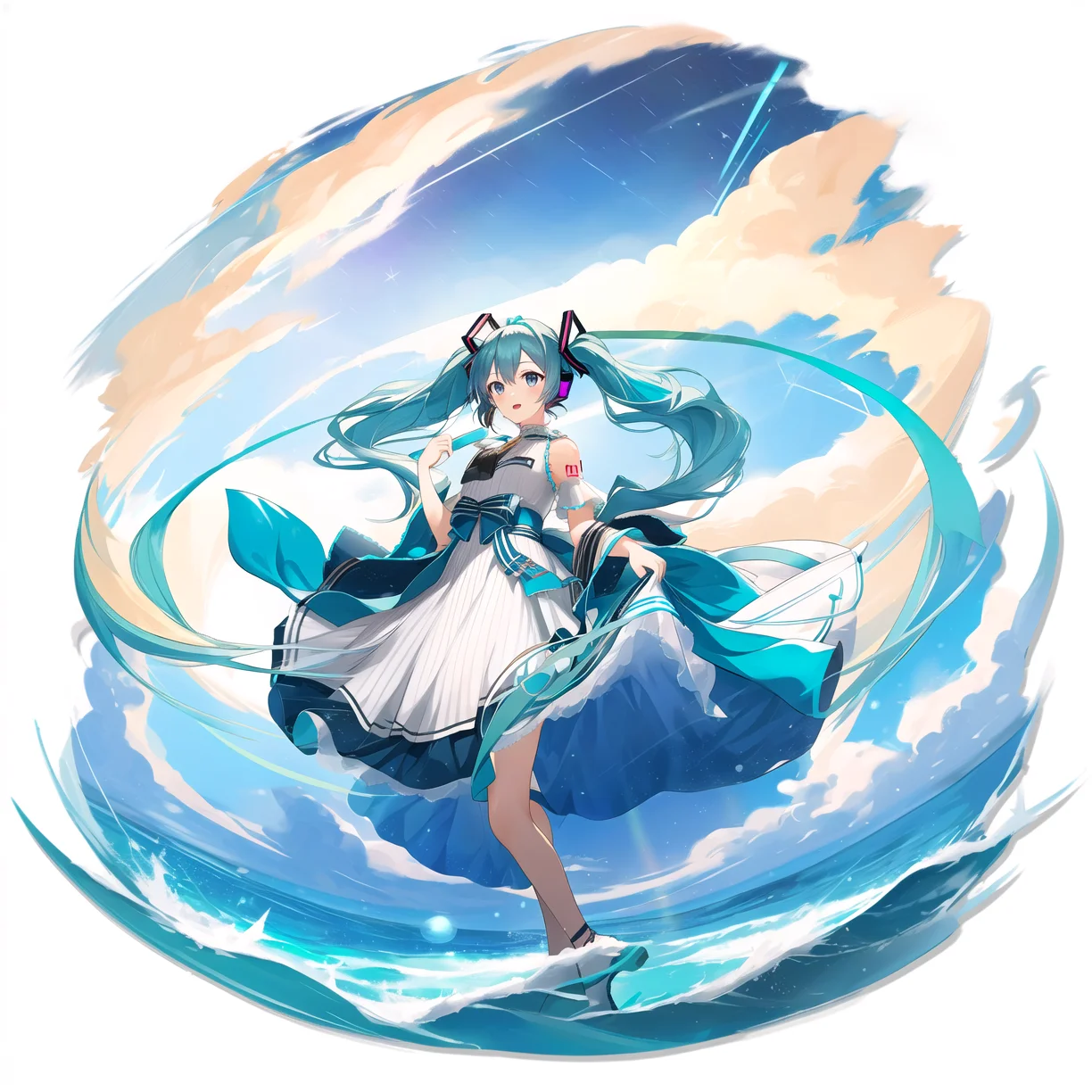 masterpiece, high quality, best quality, absurdres,arknights-style ,1 girl ,full body, hatsune miku, starry sky,
<lora:arknights-style-000008:0.8>