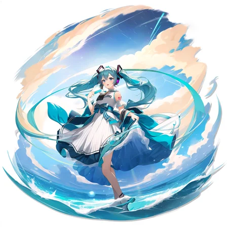 masterpiece, high quality, best quality, absurdres,arknights-style ,1 girl ,full body, hatsune miku, starry sky,
<lora:arknights-style-000008:0.8>