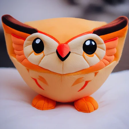 score_9, score_8_up, score_7_up, pikaole, no humans, animal focus, (owl:1.05), fur, full body, solo, blurry background, (plush doll:0.8), cute, rating_safe, source_furry, pikaole, source_photorealistic