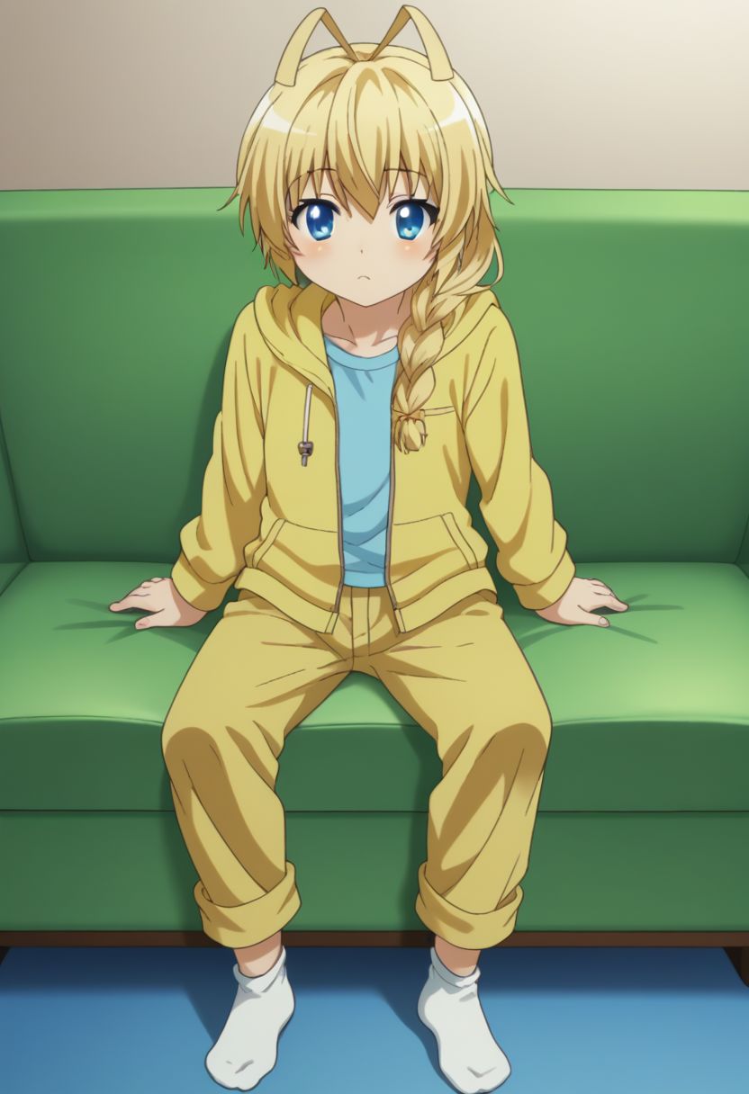 score_9, score_8_up, source_anime, highly detailed, 1boy, solo, male_focus, cute,
hasuta, 1boy, male focus, blonde hair, blue eyes, blush, solo, otoko no ko, antenna hair, long hair, hoodie, hood, hood down, half pants, socks, full body, free hair,
indoor, sofa, on sofa,
