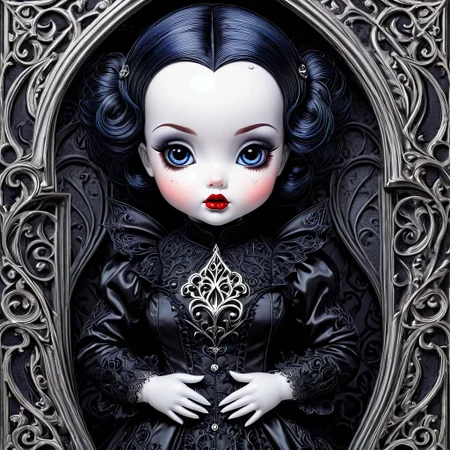 j scott campbell ,a whimsical image of a gothic baby doll