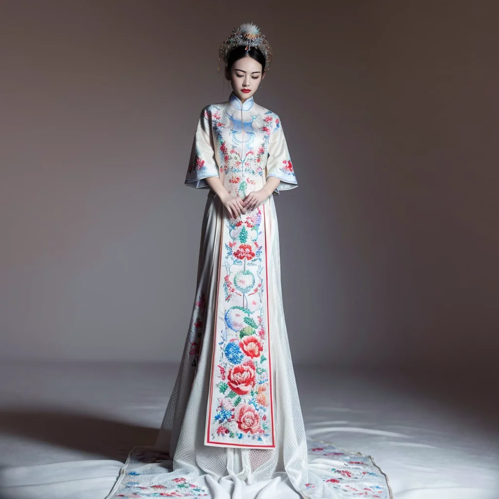 (8k, RAW photo, best quality, masterpiece:1.2), (realistic, photo-realistic:1.4), ultra-detailed, (Internet celebrity beauty),perfect detail ,  make up,(full body shot),China Jiangnan water town style, (cloud),zshs, a red and white dress with a red hat and gloves,<lora:zshs-10:0.8>
