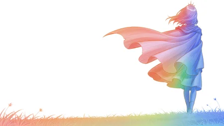 <lora:Colored pencils_illustrious-000098>,
grass,dress,1girl,solo,cape,male focus,
monochrome,simple_background,white_background,colorful