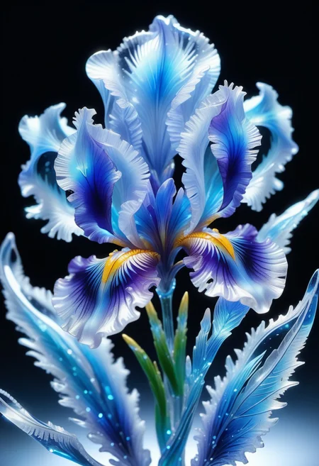 a versicolor iris made out of Jed-Blmicry, <lora:BioIceCrystalStyle-000006:0.7>, masterpiece, full of details,