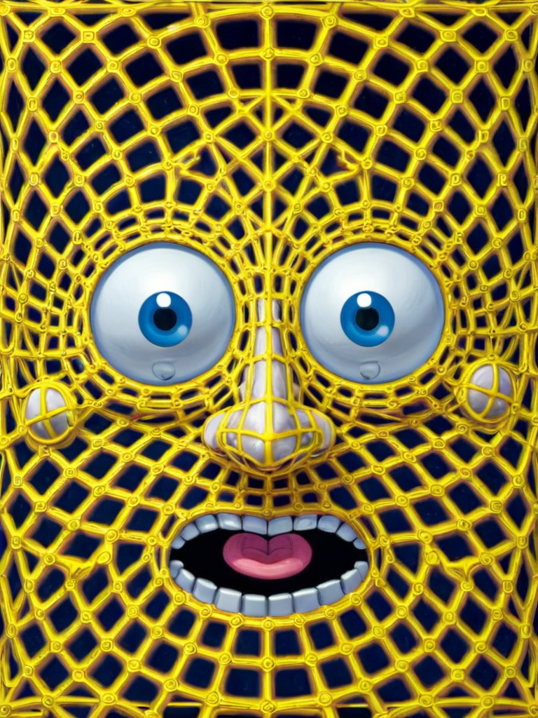 (((spongebob squarepants))) face, lattice, symmetry, <lora:Alex_Grey_XL_Base:0.6>