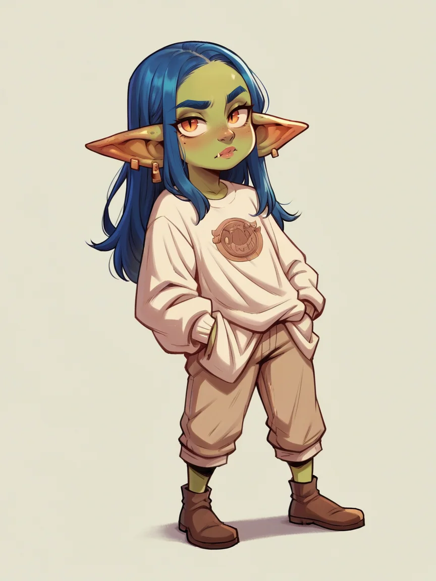 score_9, score_8_up, score_7_up, score_6_up, score_5_up, score_4_up,  <lora:r0bbr0wnXLP:0.7> r0bbr0wn, 1girl, goblin, blue hair, long hair