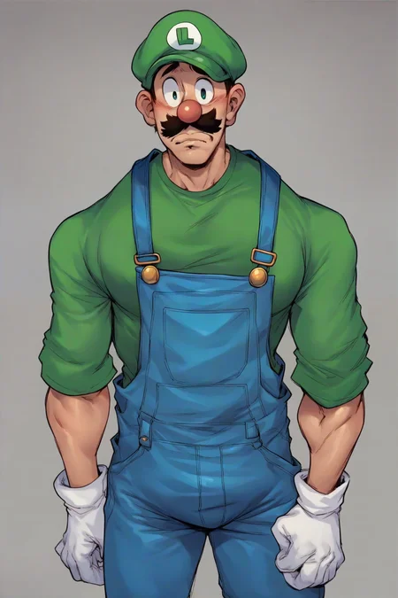 <lora:SDXL_YairXL:0.8> yairxl,
(score_9), score_8_up, score_7_up, source_cartoon, rating_safe,
1boy, solo, clothed, fully_clothed,
luigi, mario_(series), green_cap, green_shirt, white_gloves, tall male, overalls, afraid,
zPDXLxxx