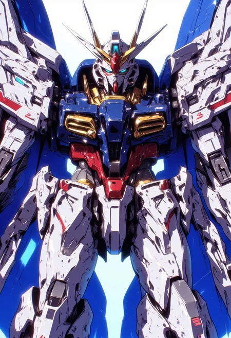 gundam dynames, gundam,anime, Giant Robot, Curved, Beast Mode, Shinkalion, Smart super robot full body image, Simple Background,universe,