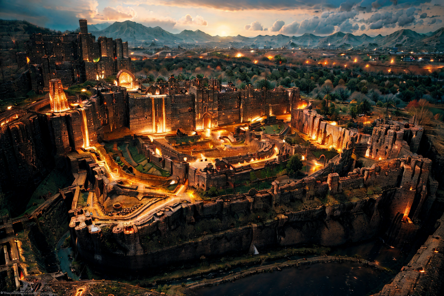 (masterpiece, best quality:1.2), ultra-detailed, Castle black terrain , (realistic:1.5),  <lora:EdobMedievalCastleTopView_v1.0:1>  lava rivers <lora:Hell2_v1.0:0.7>