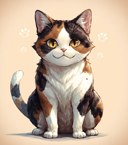 masterpiece, best quality, amazing quality, chubby calico cat, meow, uwu, looking at viewer, no humans, <lora:k-suwabe_poke_buns:1> ksuw4bep0k3, no humans, solo,, masterpiece, best quality, amazing quality